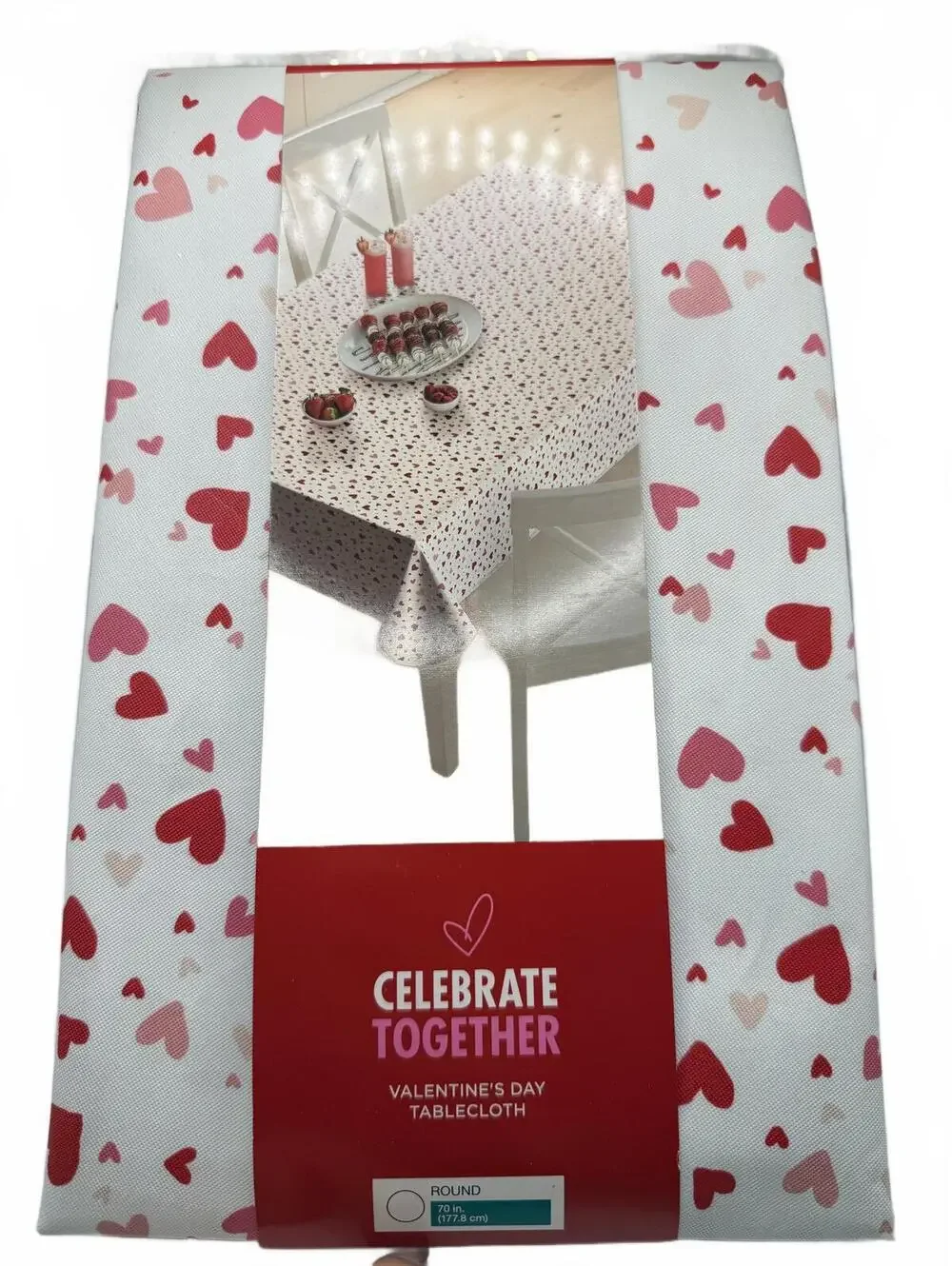 NEW!! Celebrate Together Valentine's Day Round Tablecloth 70 inch